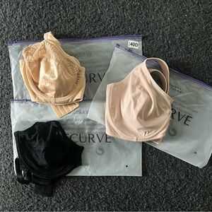 SHECURVE Black and Nude Minimizer Bras 40D